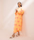 Women's Pret Cambric Orange Dyed Embroidered A-Line Shirt